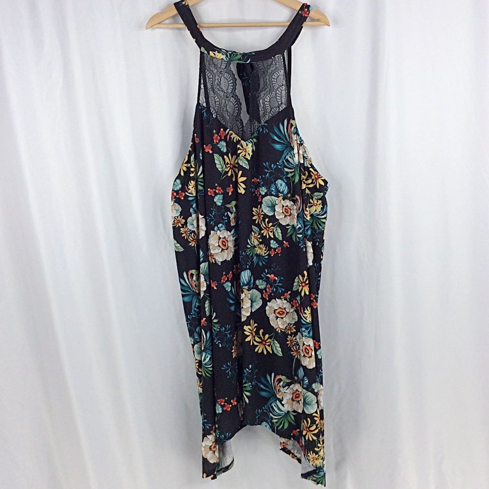 Cacique 22/24 2X High Neck Tank Night Gown Sleep Dress Lace Floral Lane Bryant - Picture 3 of 9
